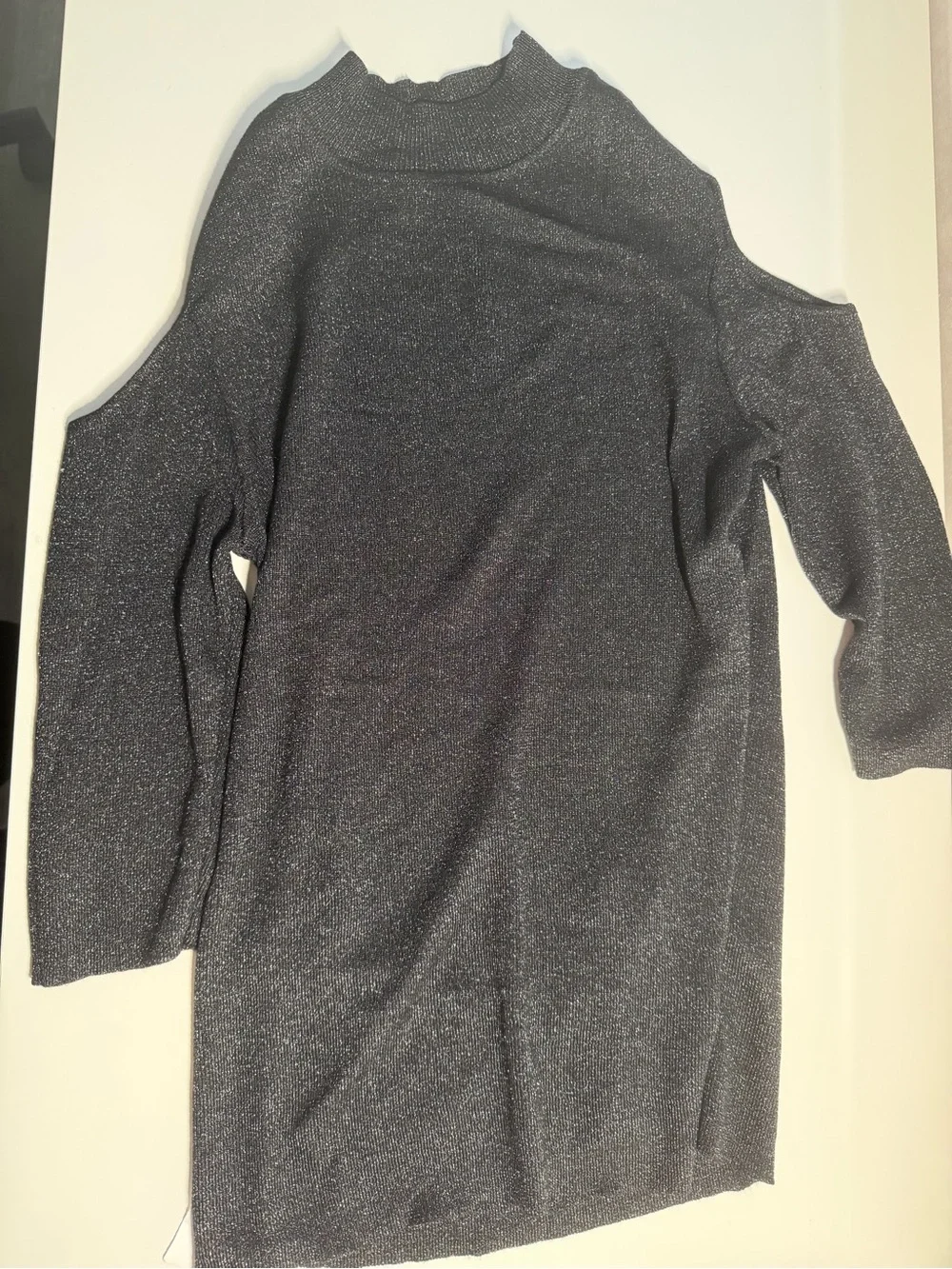 Women’s Black Mock Neck Cold Shoulder Fitted Top